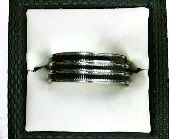 Blaze Stainless Steel Ring with Black Detail