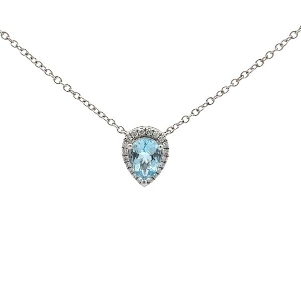 18K White Gold Aquamarine & Diamond Necklace – 0.60ct