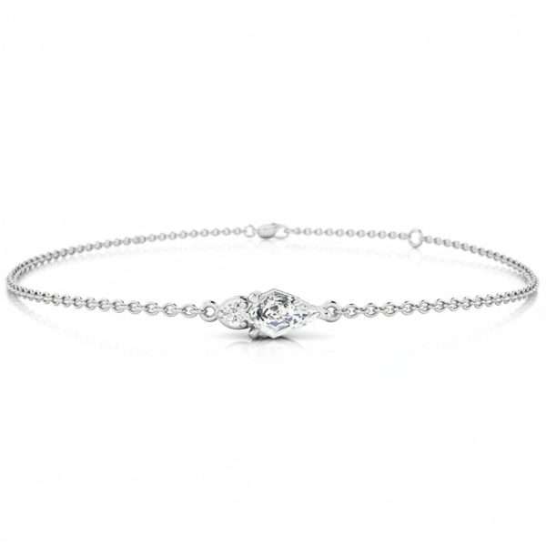 9K White Gold 0.30ct F VS Lab Grown Diamond Pear Bracelet 19cm