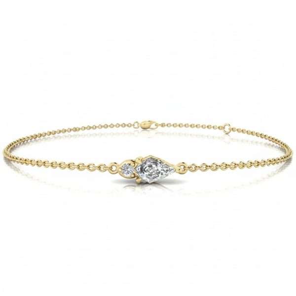 9K Yellow Gold 0.30ct F VS Lab Grown Diamond Astley Pear Bracelet 19cm