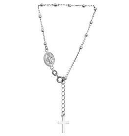 Rhodium Plated Sterling Silver Rosary Bracelet