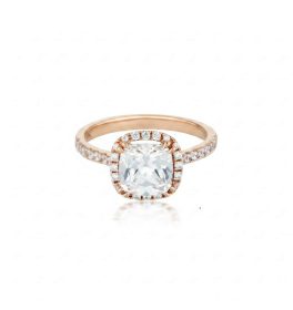 Aurelia-  Gold Cushion Cut Halo Engagement Ring in 9ct Rose Gold